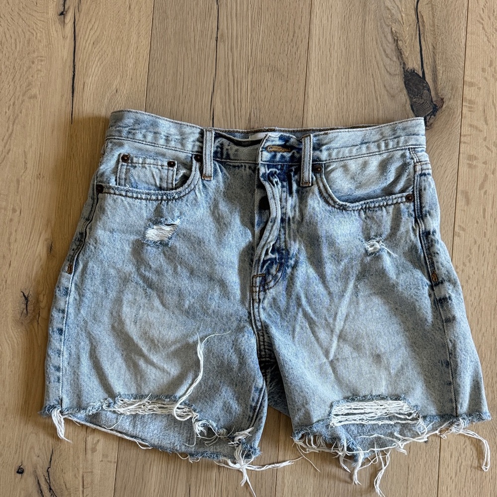 Pistola Light Blue Distressed Jean Shorts